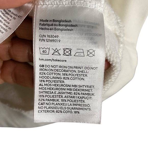 H&M Men's White Oversized Fit Hoodie With Motif - Picture 7 of 10